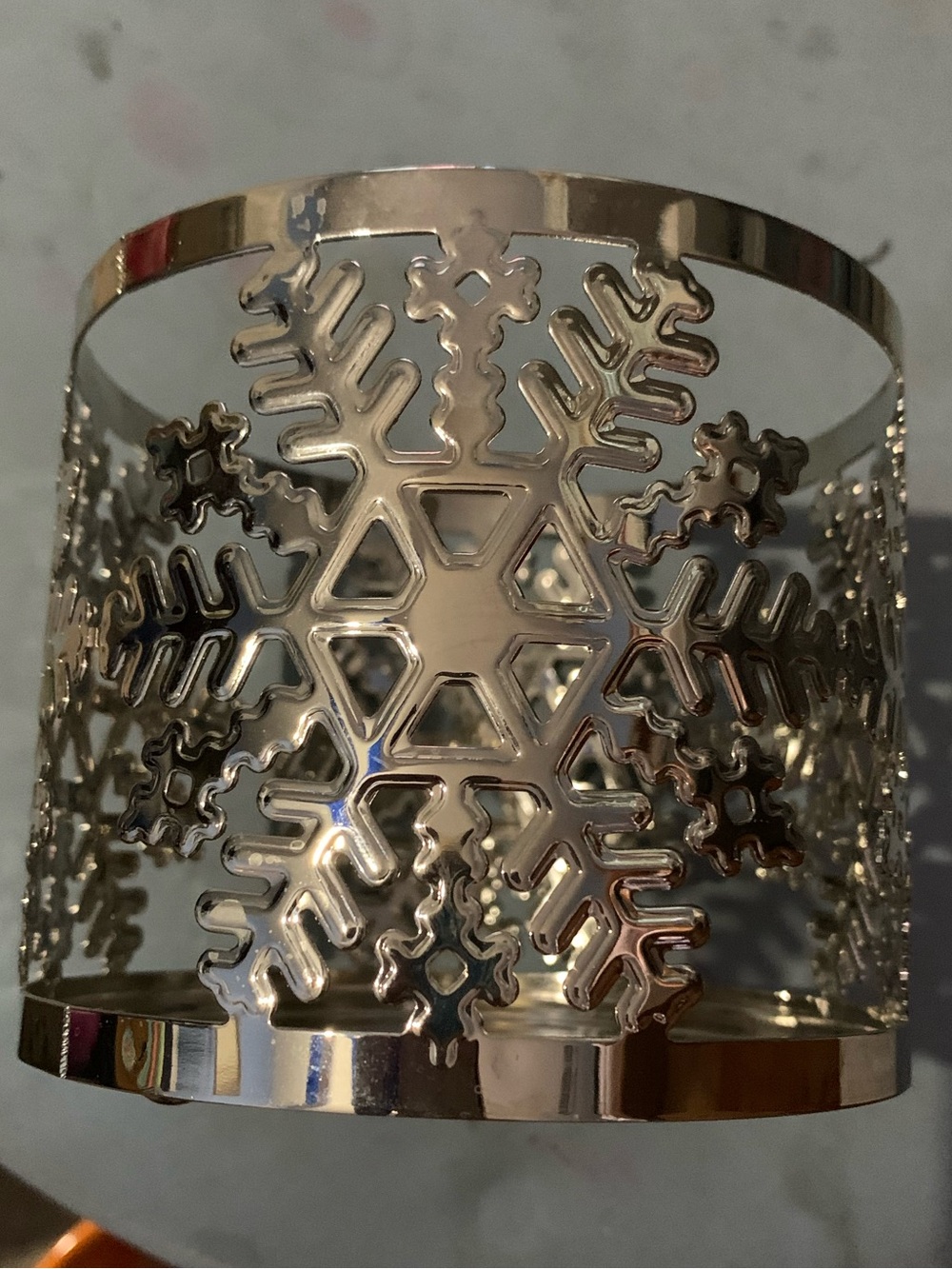 Slatkin & Co For Bath & Body Works Silver Tone Snowflake 3 Wick Candle Holder